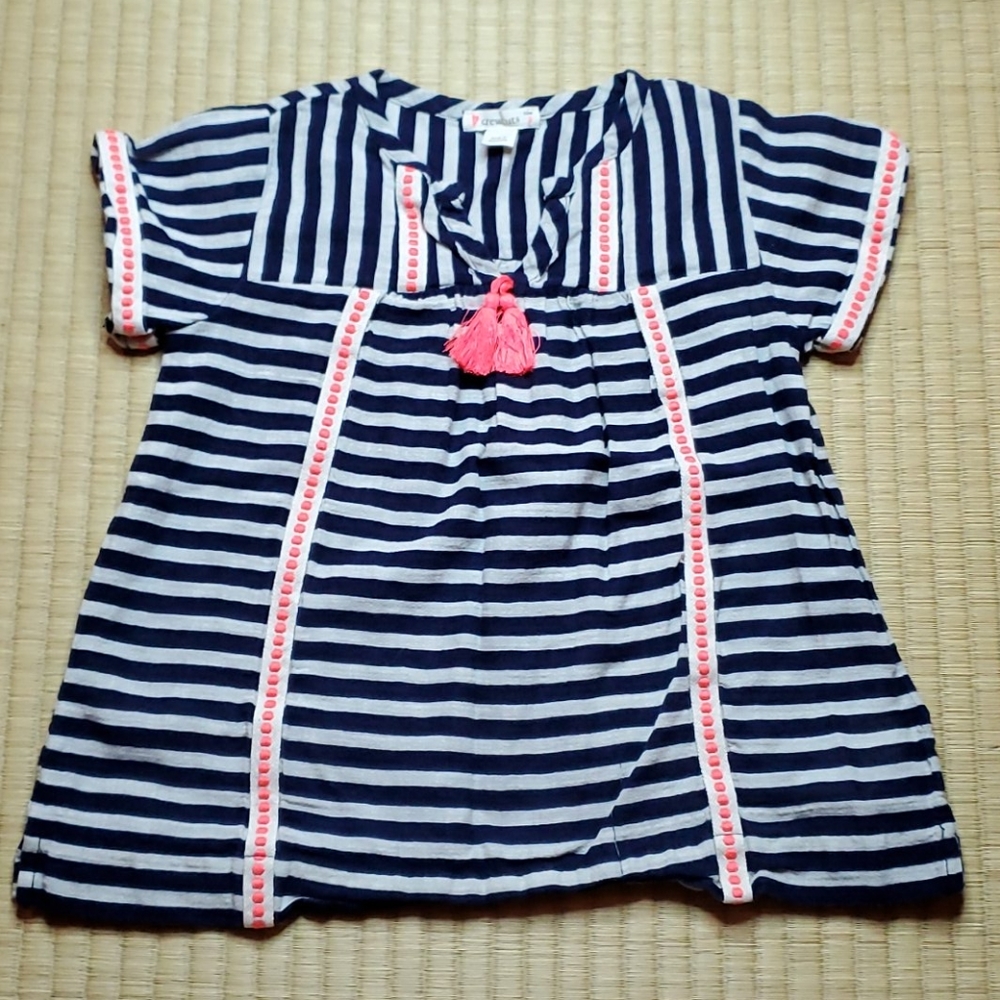 J.Crew Crewcuts Striped Gauze Tassle-Detail Blouse, 3T